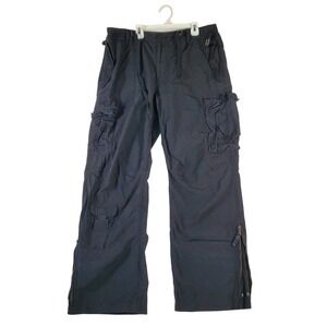 Gap Women Black Cargo Pants Utility Multi Pocket Zip Hem Size M Cotton Nylon